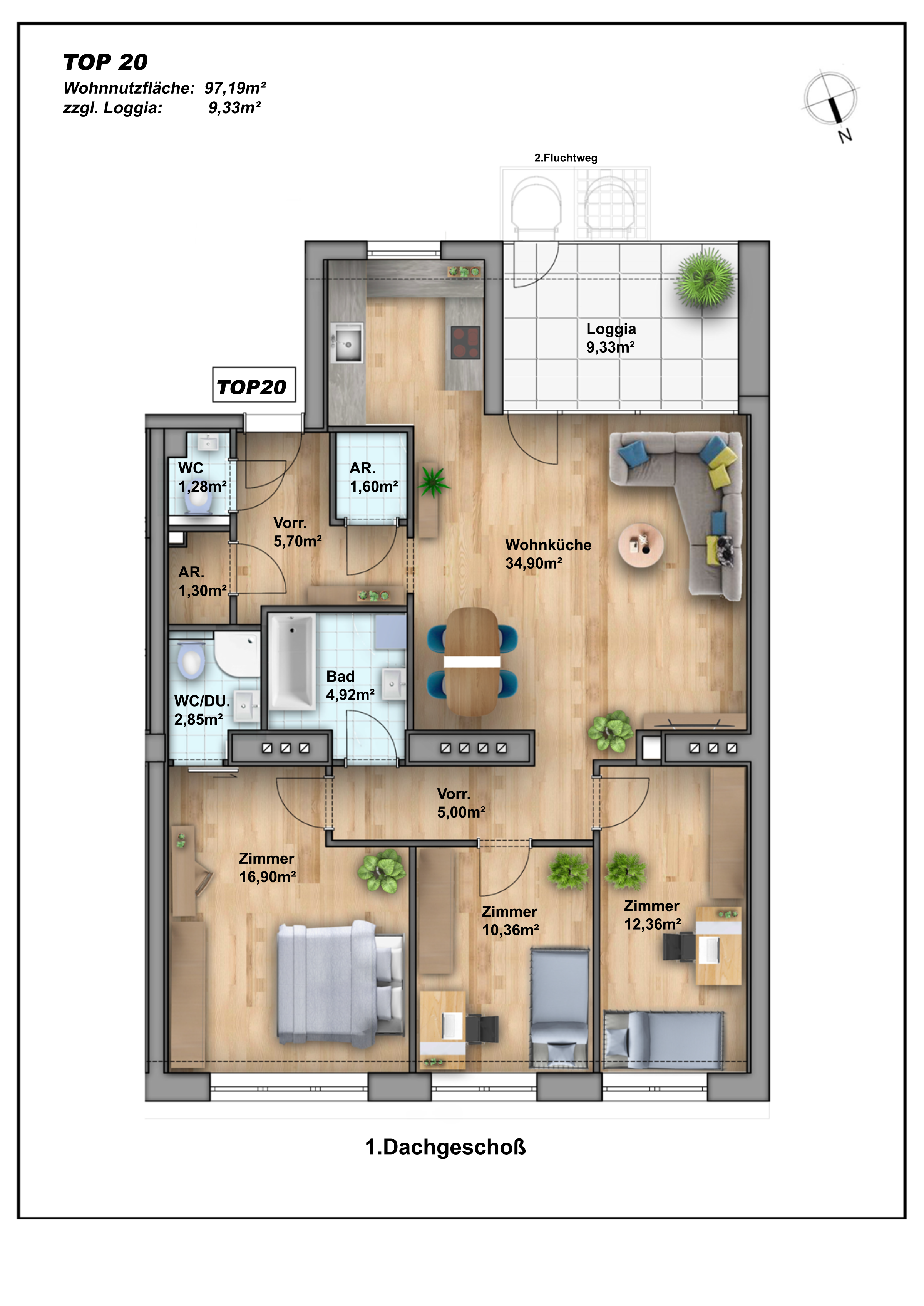ERSTBEZUG: DG I Nhe U3 & S-Bahn I Auenflche ohne direkten Gegenber I Fubodenheizung, Luftwrmepumpe, Lift u.v.m. /  / 1160 Wien / Bild 5
