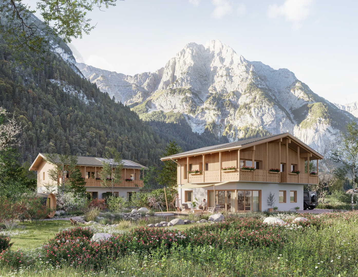 Neubau in der Leutasch: Alpine Gelassenheit trifft �kologischen Holzbau ? Doppelhaus 04 /  / 6105&nbsp;Leutasch / Bild 1