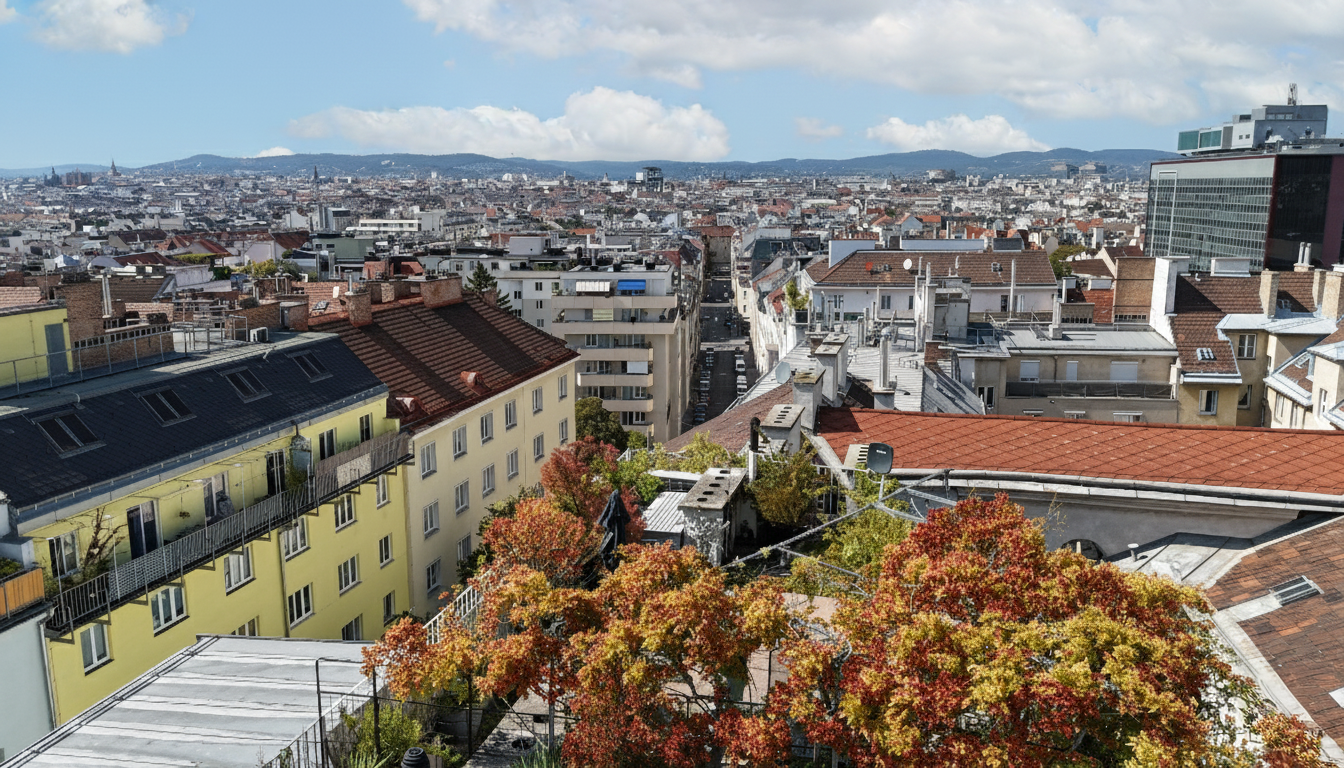 Dachgarten/terrasse mit Blick �ber Wien I Johann Strau� Gasse I Stellpl�tze im Haus verf�gbar I  /  / 1040&nbsp;Wien / Bild 1