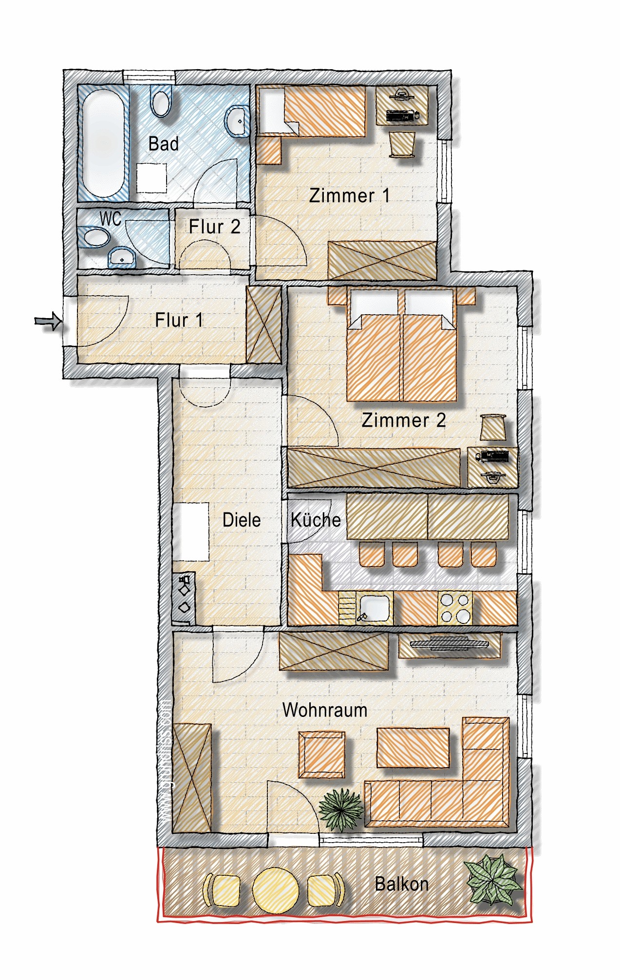 Helle 3 Zimmer Wohnung mit Balkon und Garage in ruhiger Lage in F�gen /  / 6263&nbsp;F�gen / Bild 9